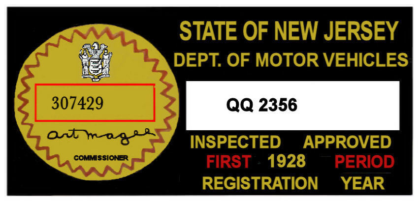 Modal Additional Images for 1925 New Jersey Safety Check inspection sticker